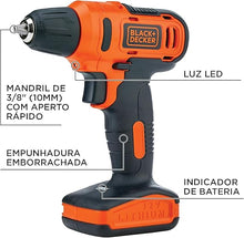 Carregar imagem no visualizador da galeria, Parafusadeira/Furadeira 12v Com 13 Acessorios + Caixa Black E Decker