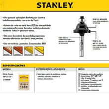 Carregar imagem no visualizador da galeria, Jogo de Fresas para Tupia 10pcs (1/4POL) STANLEY