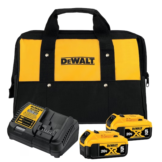 Kit 2 Baterias 5Ah 20V C/ Carregador + Bolsa Dewalt