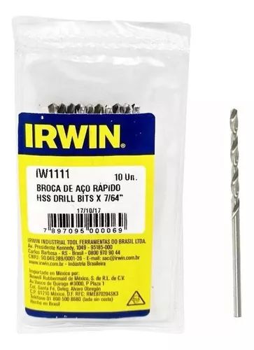 BROCA AÇO RÁPIDO 7/64 C/10 IRWIN
